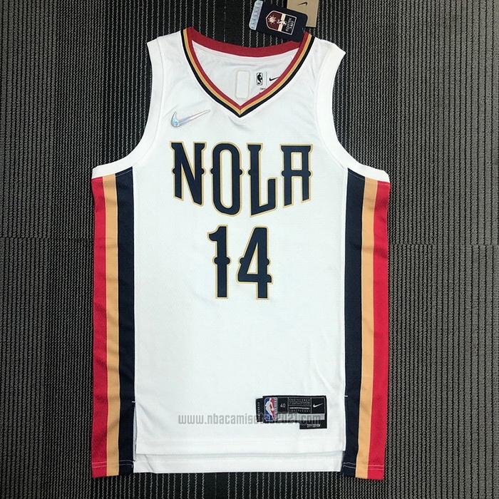 Camiseta New Orleans Pelicans Brandon Ingram #14 Ciudad 2021-22 Blanco